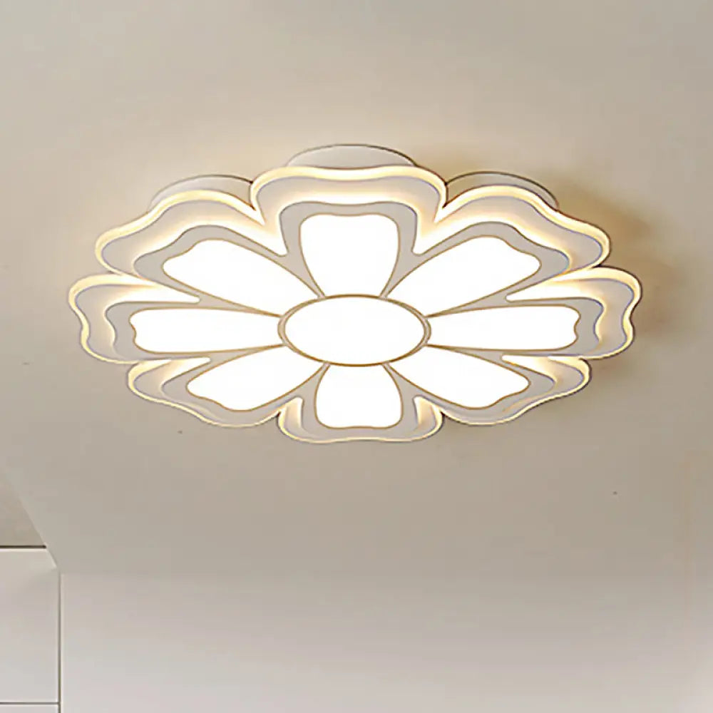 Modern Creative Flower Flush Mount Light With Acrylic Diffuser - Led Bedroom Ceiling In Warm/White