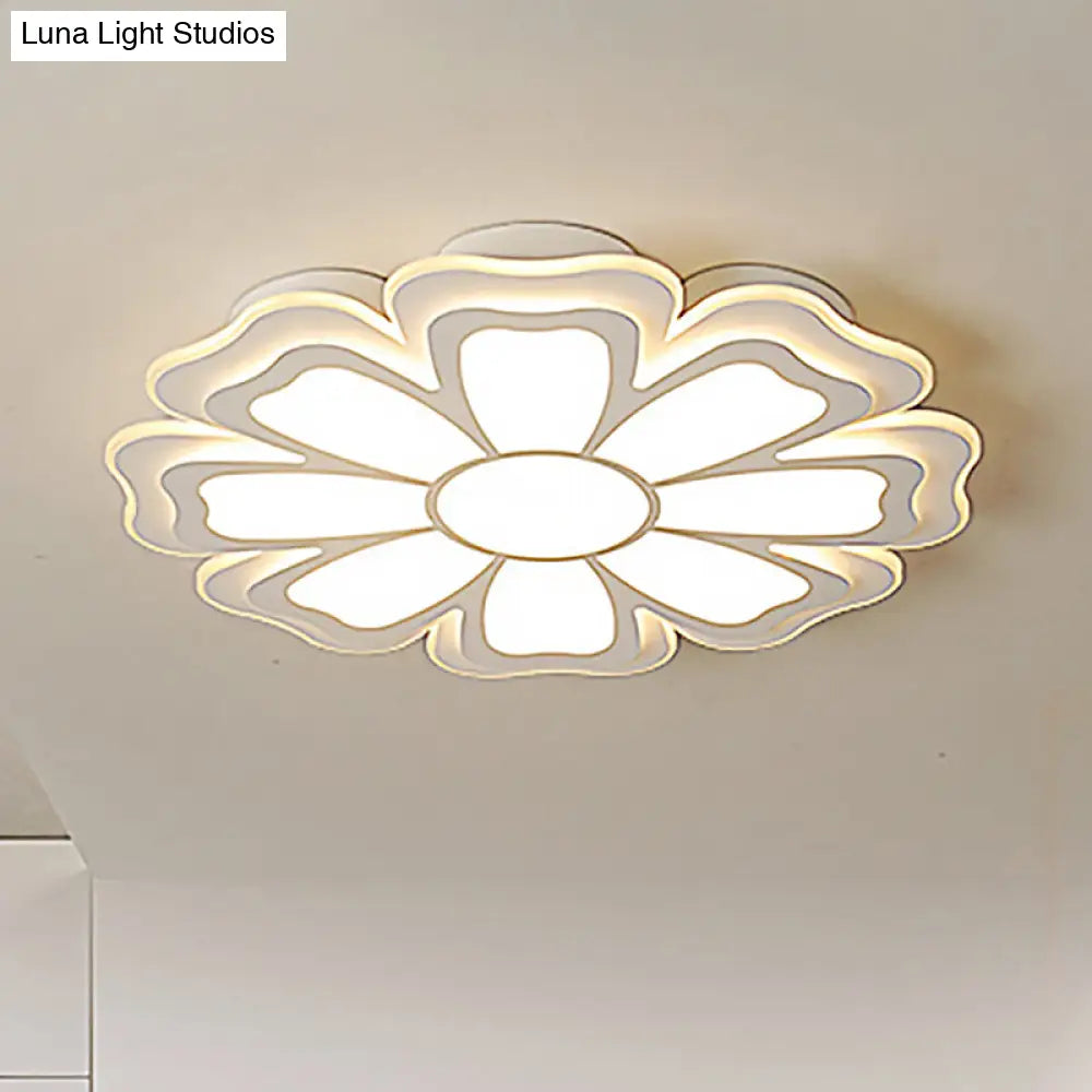 Modern Creative Flower Flush Mount Light With Acrylic Diffuser - Led Bedroom Ceiling In Warm/White