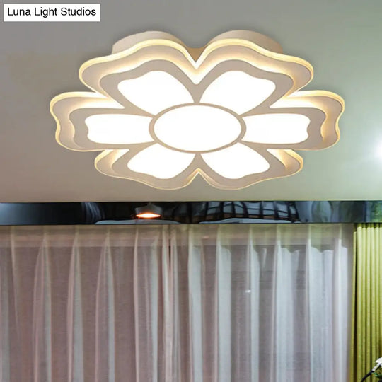 Modern Creative Flower Flush Mount Light With Acrylic Diffuser - Led Bedroom Ceiling In Warm/White