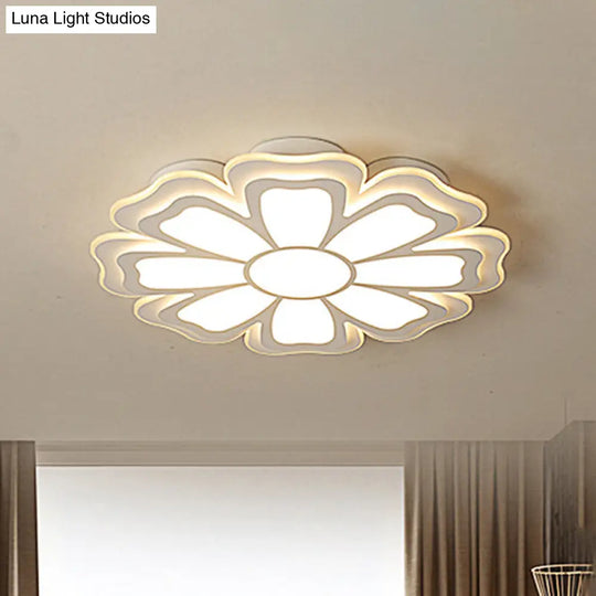 Modern Creative Flower Flush Mount Light With Acrylic Diffuser - Led Bedroom Ceiling In Warm/White