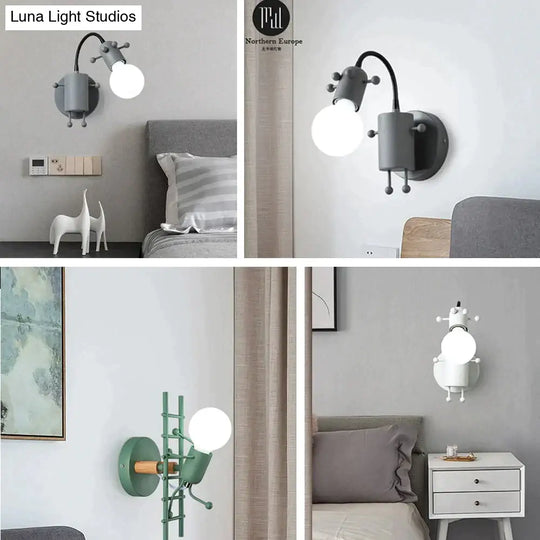 Modern Creative Minimalism Metal Robot Ants Lamps For Kids Baby Living Room Wall Light