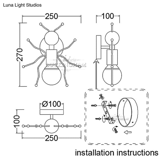 Modern Creative Minimalism Metal Robot Ants Lamps For Kids Baby Living Room Wall Light