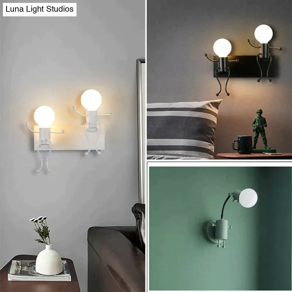 Modern Creative Minimalism Metal Robot Ants Lamps For Kids Baby Living Room Wall Light