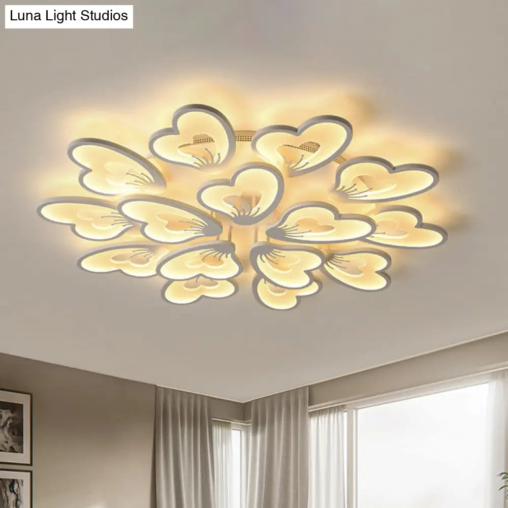 Modern Creative Petal Ceiling Flush Mount Acrylic White Integrated Led Living Room Light (9/12/15