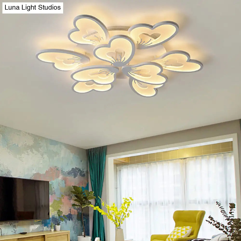 Modern Creative Petal Ceiling Flush Mount Acrylic White Integrated Led Living Room Light (9/12/15