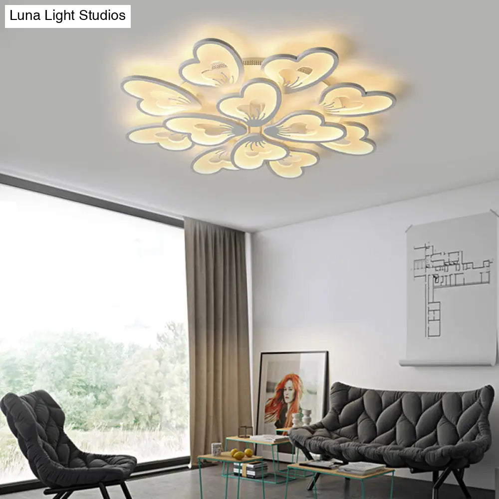 Modern Creative Petal Ceiling Flush Mount Acrylic White Integrated Led Living Room Light (9/12/15