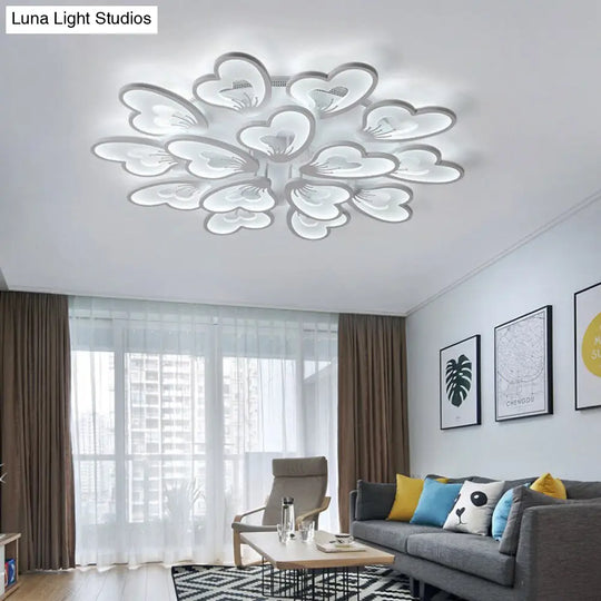 Modern Creative Petal Ceiling Flush Mount Acrylic White Integrated Led Living Room Light (9/12/15