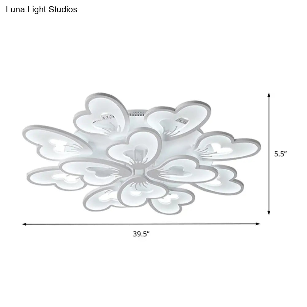 Modern Creative Petal Ceiling Flush Mount Acrylic White Integrated Led Living Room Light (9/12/15