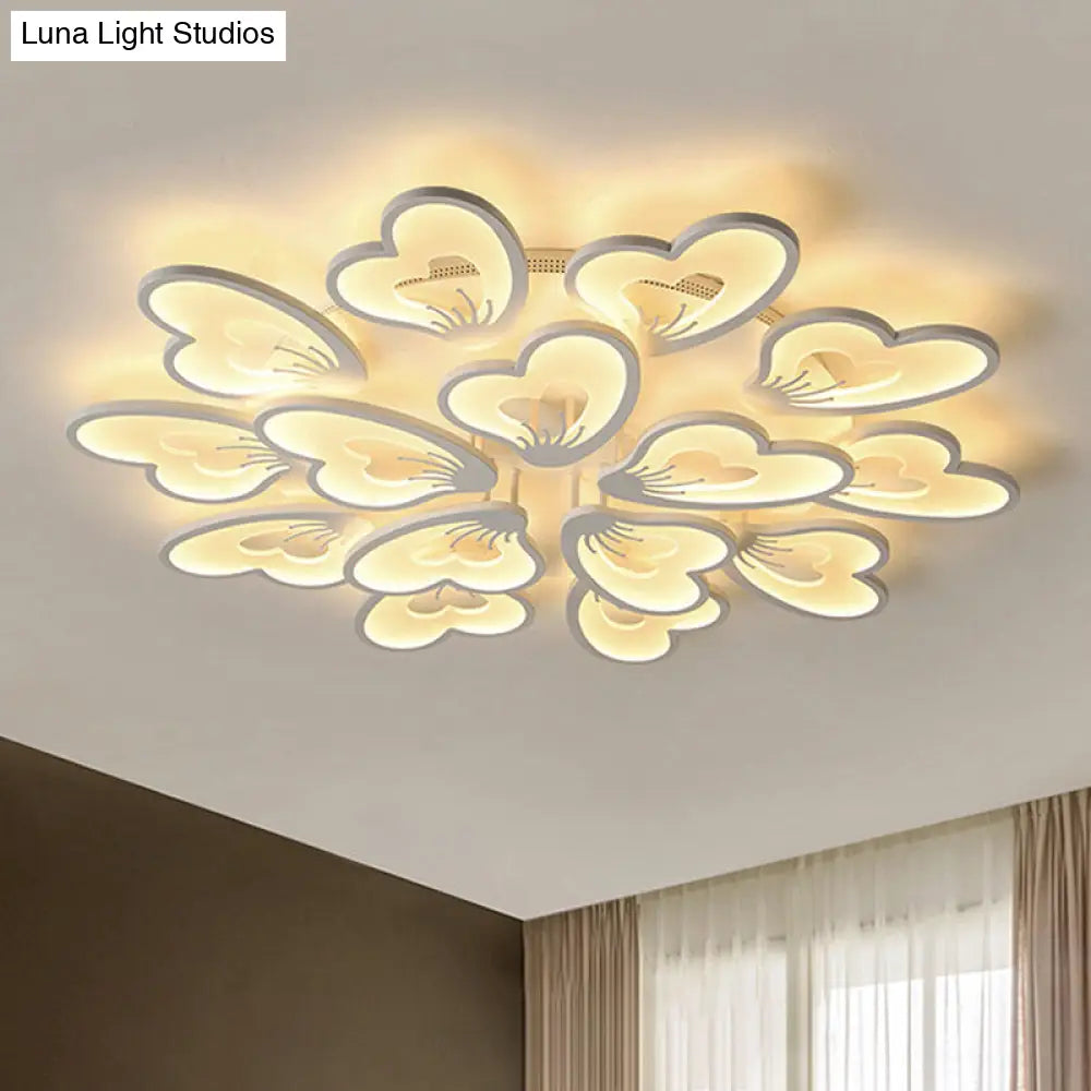 Modern Creative Petal Ceiling Flush Mount Acrylic White Integrated Led Living Room Light (9/12/15