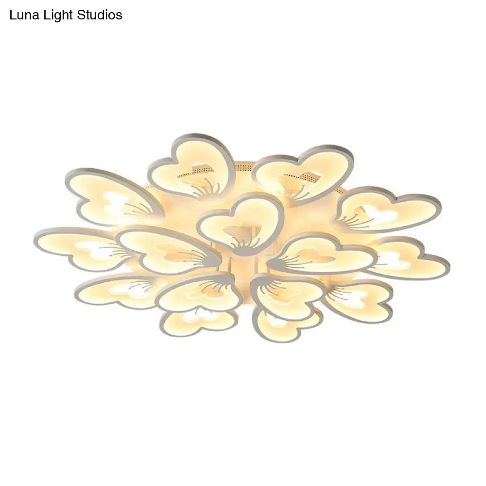 Modern Creative Petal Ceiling Flush Mount Acrylic White Integrated Led Living Room Light (9/12/15