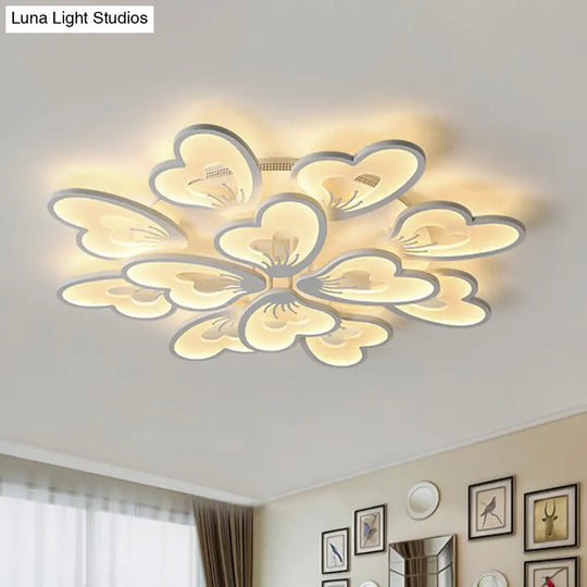 Modern Creative Petal Ceiling Flush Mount Acrylic White Integrated Led Living Room Light (9/12/15