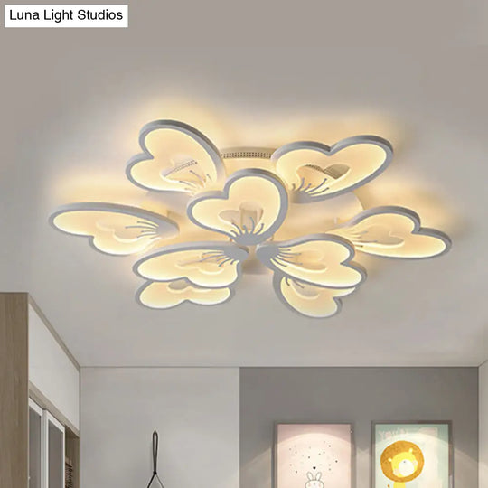 Modern Creative Petal Ceiling Flush Mount Acrylic White Integrated Led Living Room Light (9/12/15