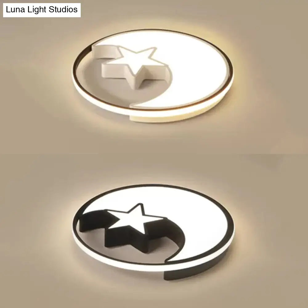 Modern Crescent Star Flush Led Ceiling Light For Nursing Room