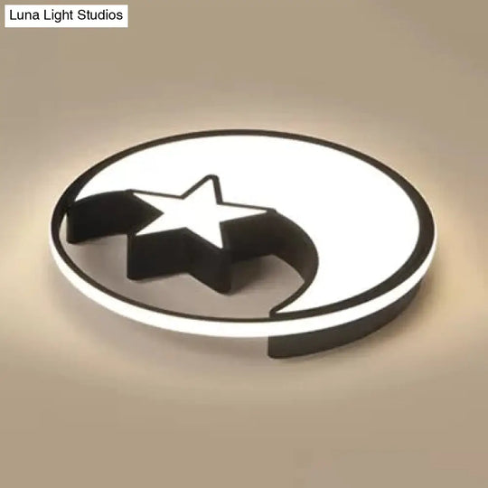 Modern Crescent Star Flush Led Ceiling Light For Nursing Room