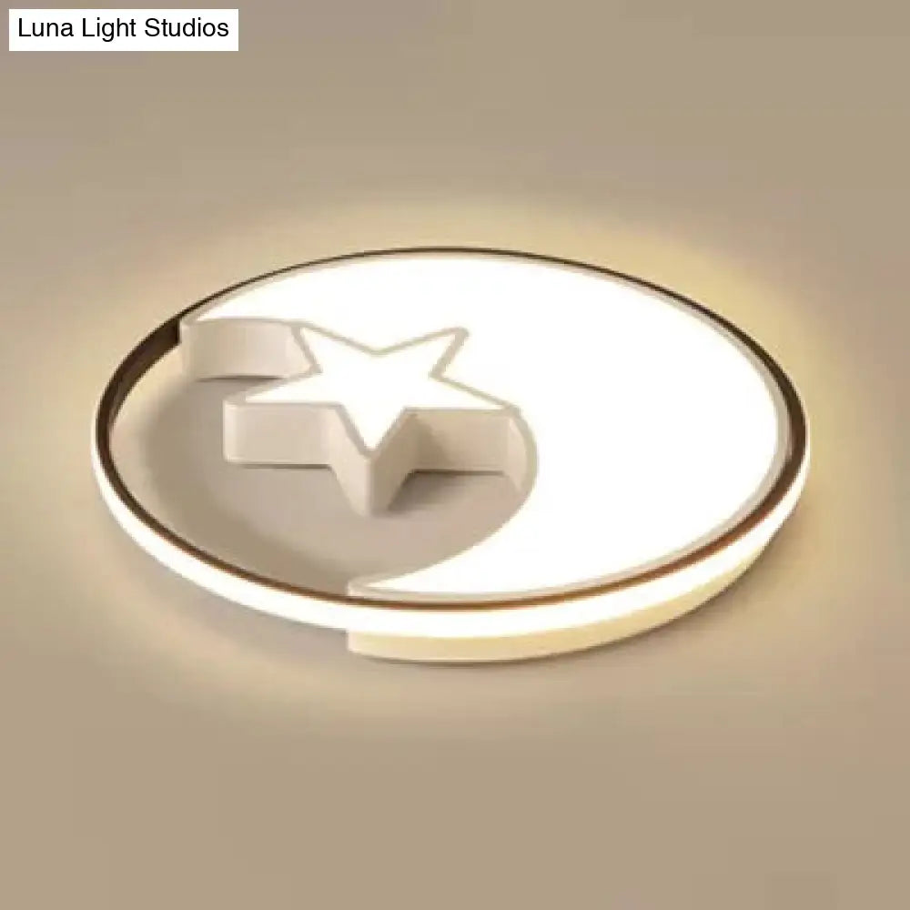 Modern Crescent Star Flush Led Ceiling Light For Nursing Room