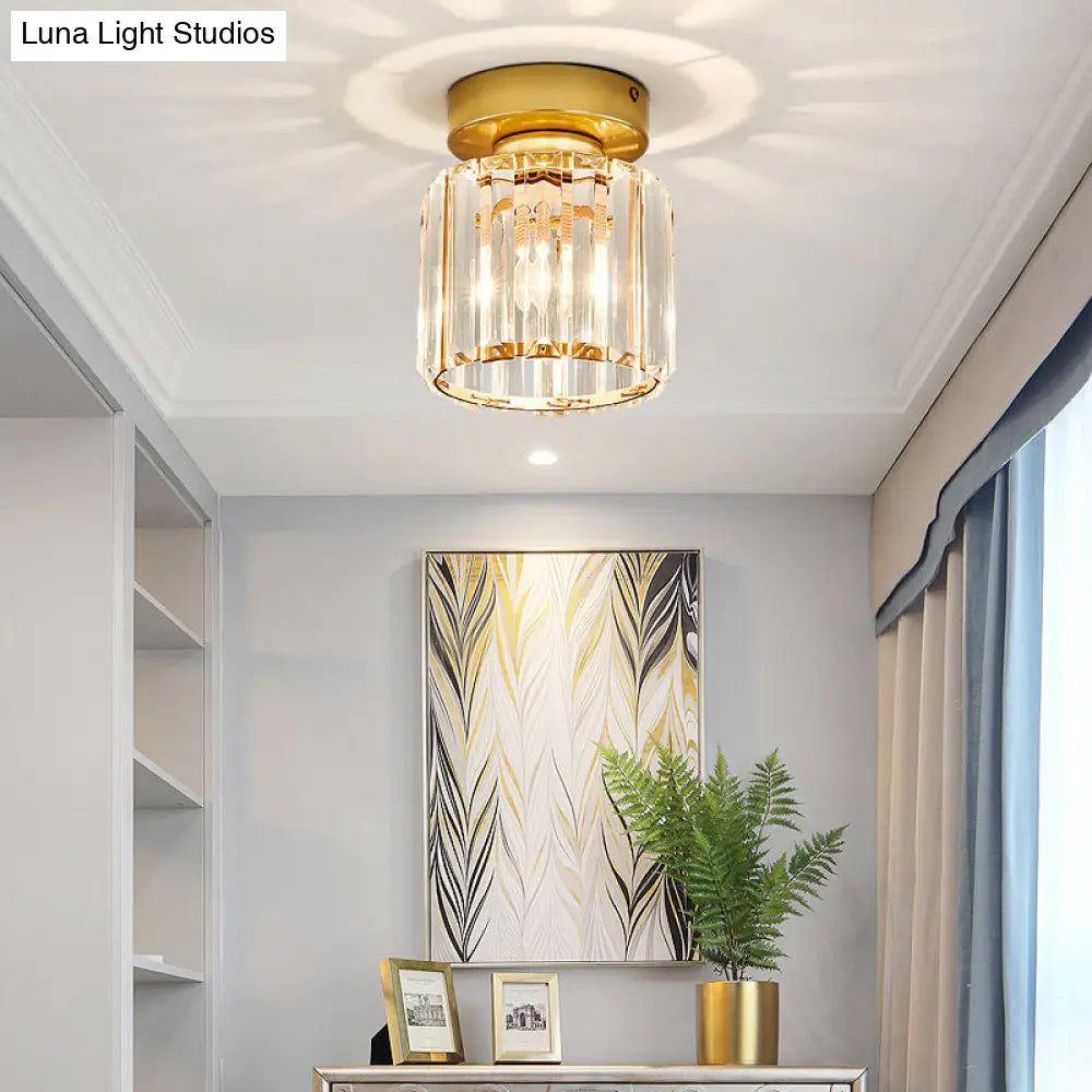 Modern Crystal 1-Light Corridor Semi Flush Mount Lamp - Small Ceiling Mounted Light