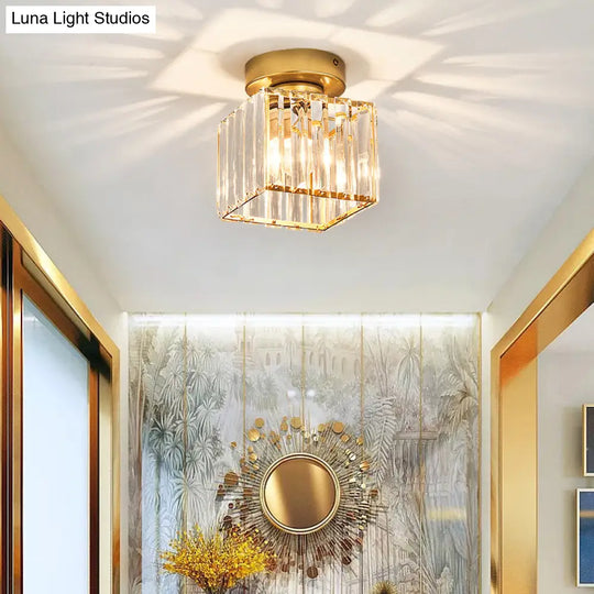 Modern Crystal 1 - Light Corridor Semi Flush Mount Lamp - Small Ceiling Mounted Light