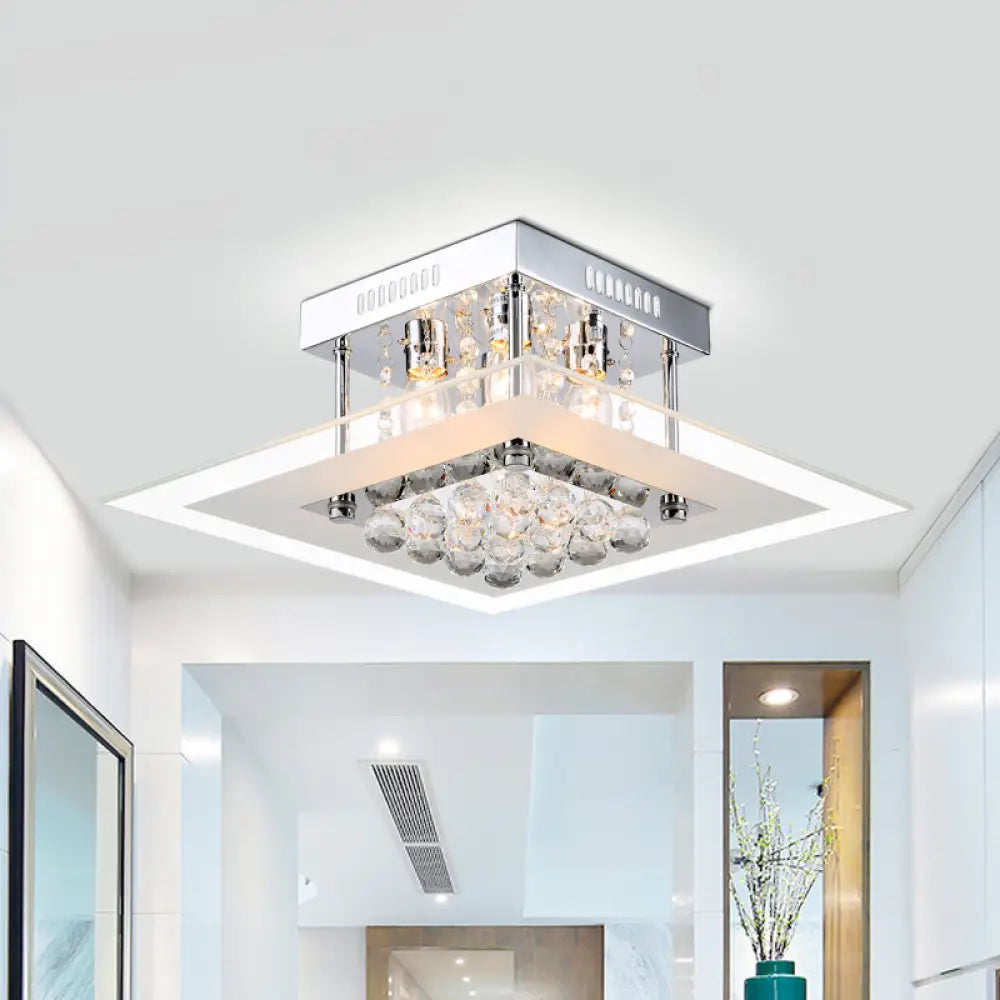 Modern Crystal 4 - Light Flush Mount Ceiling Lamp Chrome Finish