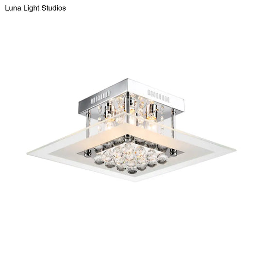 Modern Crystal 4-Light Flush Mount Ceiling Lamp Chrome Finish