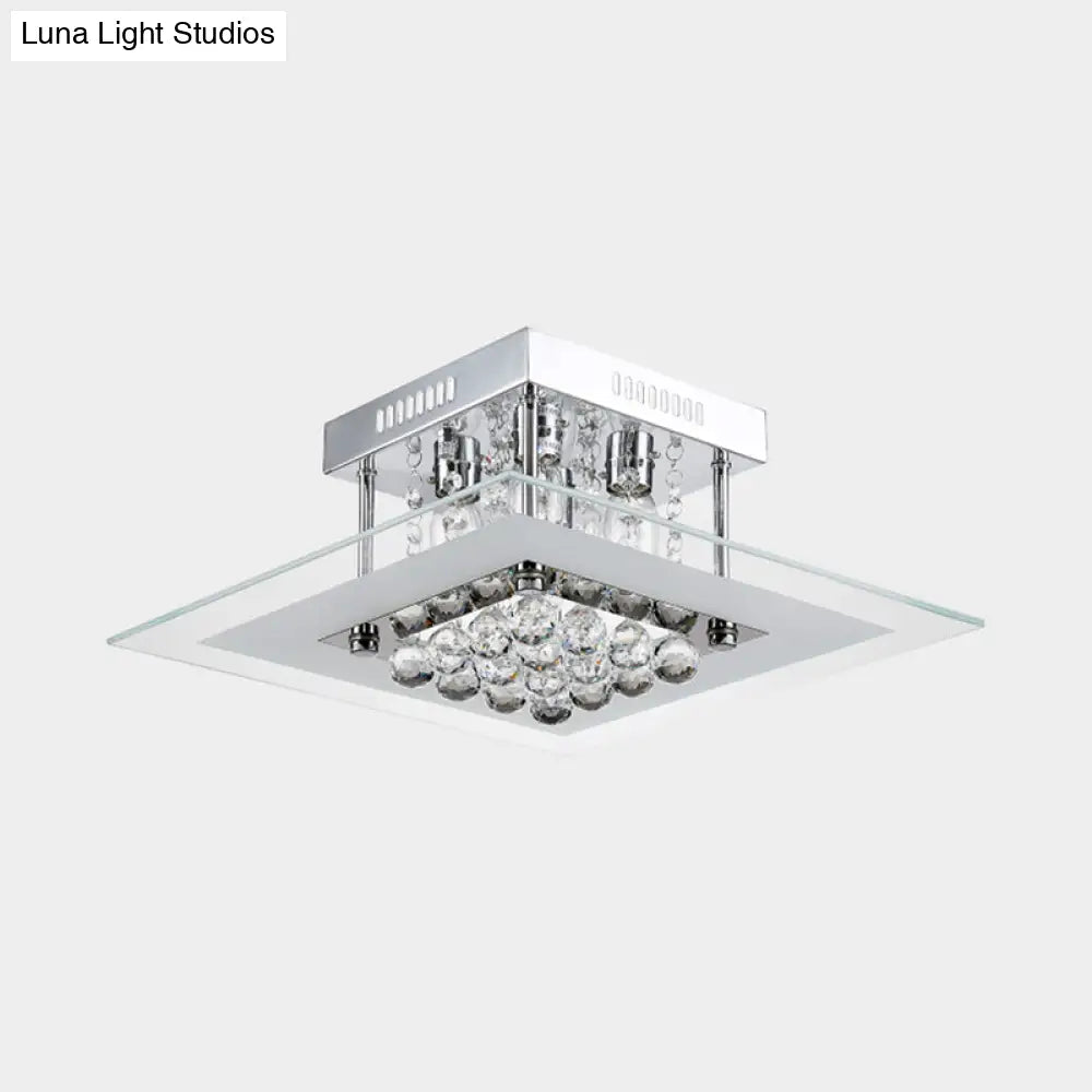Modern Crystal 4 - Light Flush Mount Ceiling Lamp Chrome Finish