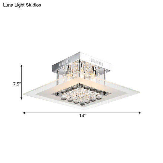 Modern Crystal 4-Light Flush Mount Ceiling Lamp Chrome Finish