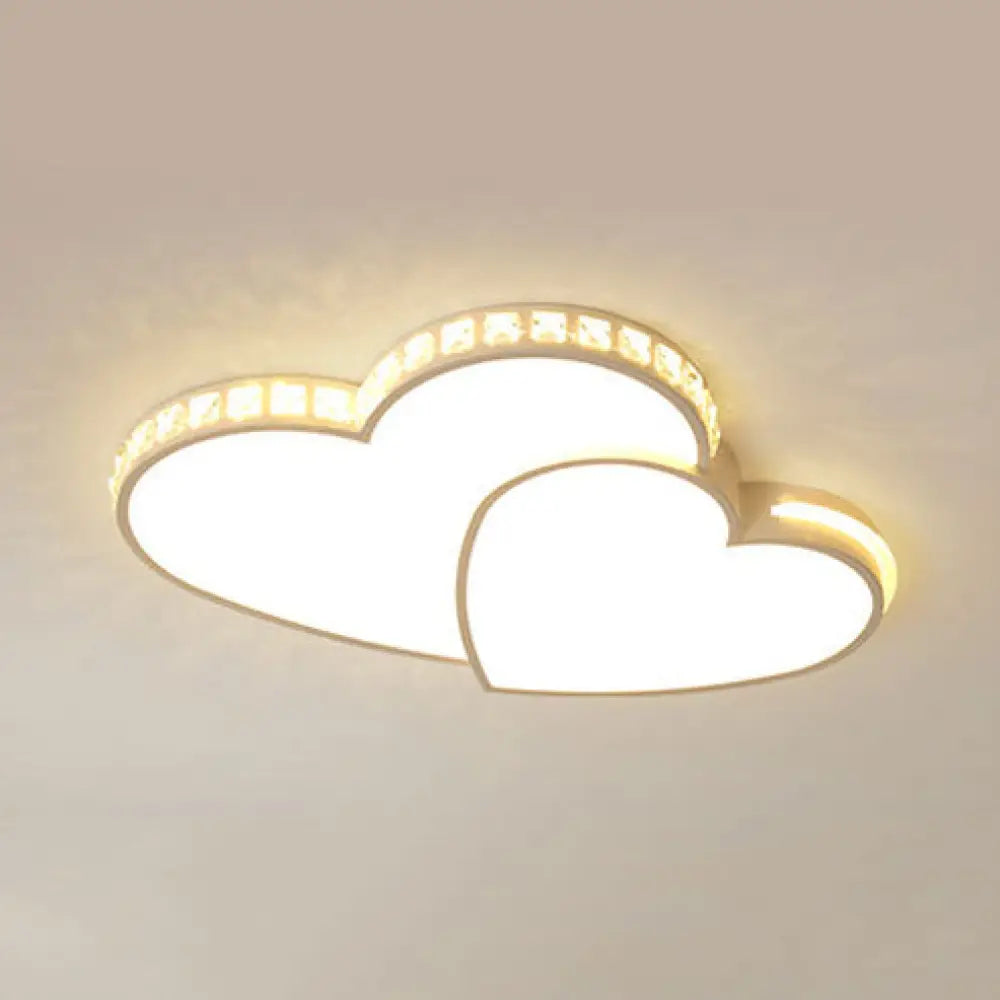 Modern Crystal Acrylic Led Ceiling Light In White For Child Bedroom