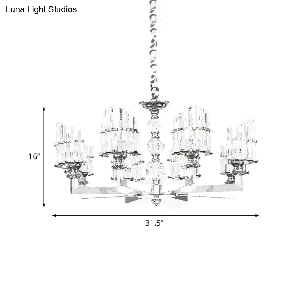 Modern Crystal Arc Chandelier Lamp - Silver 6/8-Bulb Hanging Light Fixture With Radial Design