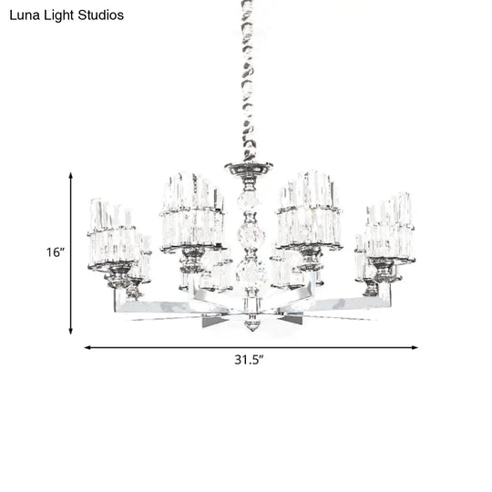 Modern Crystal Arc Chandelier Lamp - Silver 6/8-Bulb Hanging Light Fixture With Radial Design