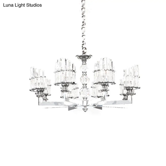 Modern Crystal Arc Chandelier Lamp - Silver 6/8-Bulb Hanging Light Fixture With Radial Design