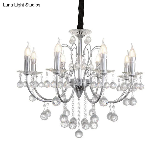 Modern Crystal Ball Pendant Chandelier Lamp With 5/8 Lights - Chrome Finish