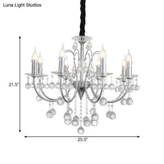 Modern Crystal Ball Pendant Chandelier Lamp With 5/8 Lights - Chrome Finish