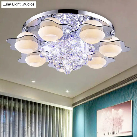 Modern Crystal Ball Flower Ceiling Light Gray Flush Mounted With 3/5/7 Heads In Warm/White 7 / Grey