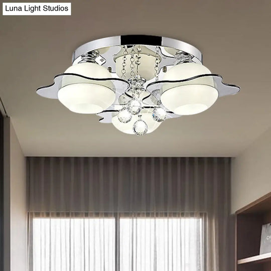 Modern Crystal Ball Flower Ceiling Light Gray Flush Mounted With 3/5/7 Heads In Warm/White 3 / Grey