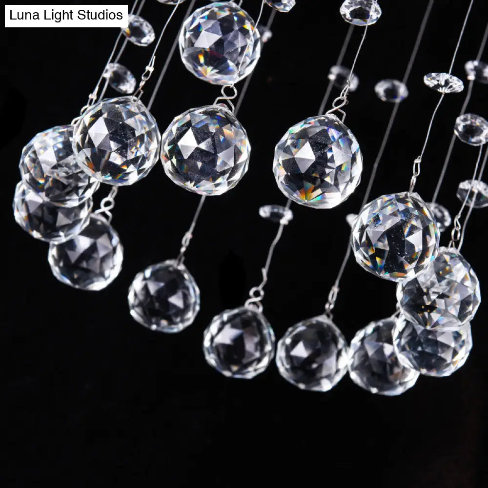 Modern Crystal Ball Flush Ceiling Light Fixture - Nickel Mount With 1