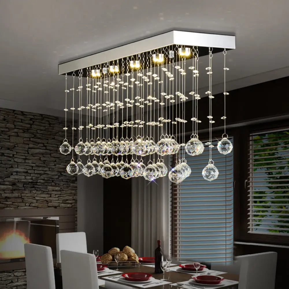 Modern Crystal Ball Flush Mount Ceiling Light With 4 Lights For Dining Room - Silver Available In 3