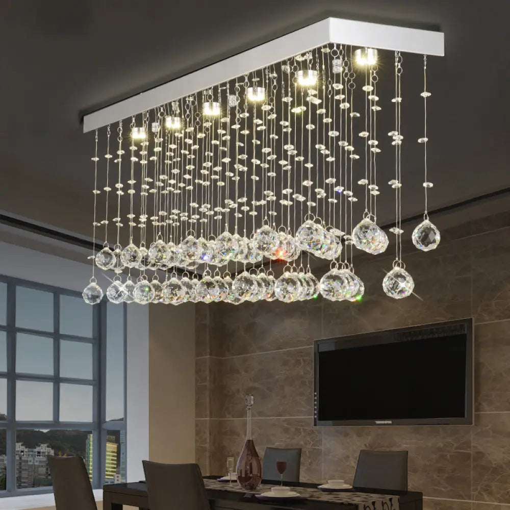 Modern Crystal Ball Flush Mount Ceiling Light With 4 Lights For Dining Room - Silver Available In 3