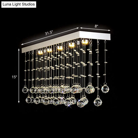 Modern Crystal Ball Flush Mount Ceiling Light With 4 Lights For Dining Room - Silver Available In 3