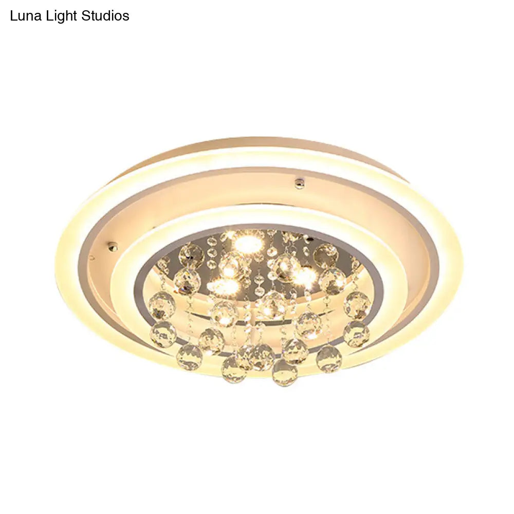 Modern Crystal Ball Round Flush Mount Light With Led Ceiling Light/Remote Control Dimming -