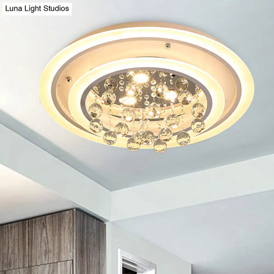 Modern Crystal Ball Round Flush Mount Light With Led Ceiling Light/Remote Control Dimming -