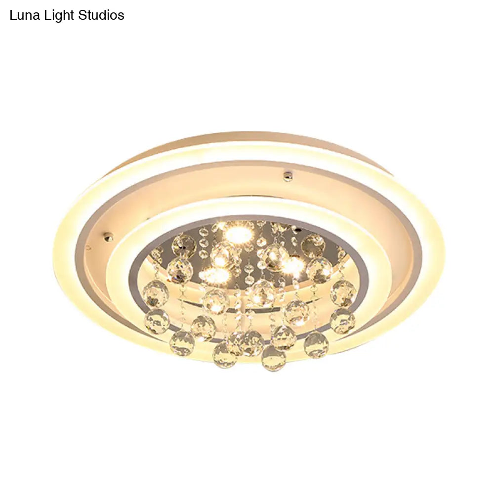 Modern Crystal Ball Round Flush Mount Light With Led Ceiling Light/Remote Control Dimming -
