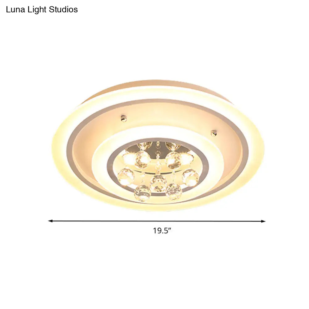 Modern Crystal Ball Round Flush Mount Light With Led Ceiling Light/Remote Control Dimming -