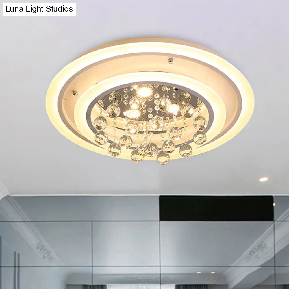 Modern Crystal Ball Round Flush Mount Light With Led Ceiling Light/Remote Control Dimming -