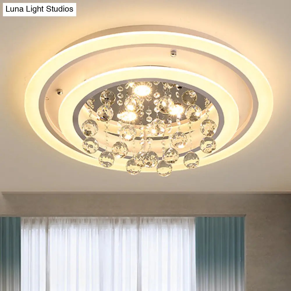 Modern Crystal Ball Round Flush Mount Light With Led Ceiling Light/Remote Control Dimming -