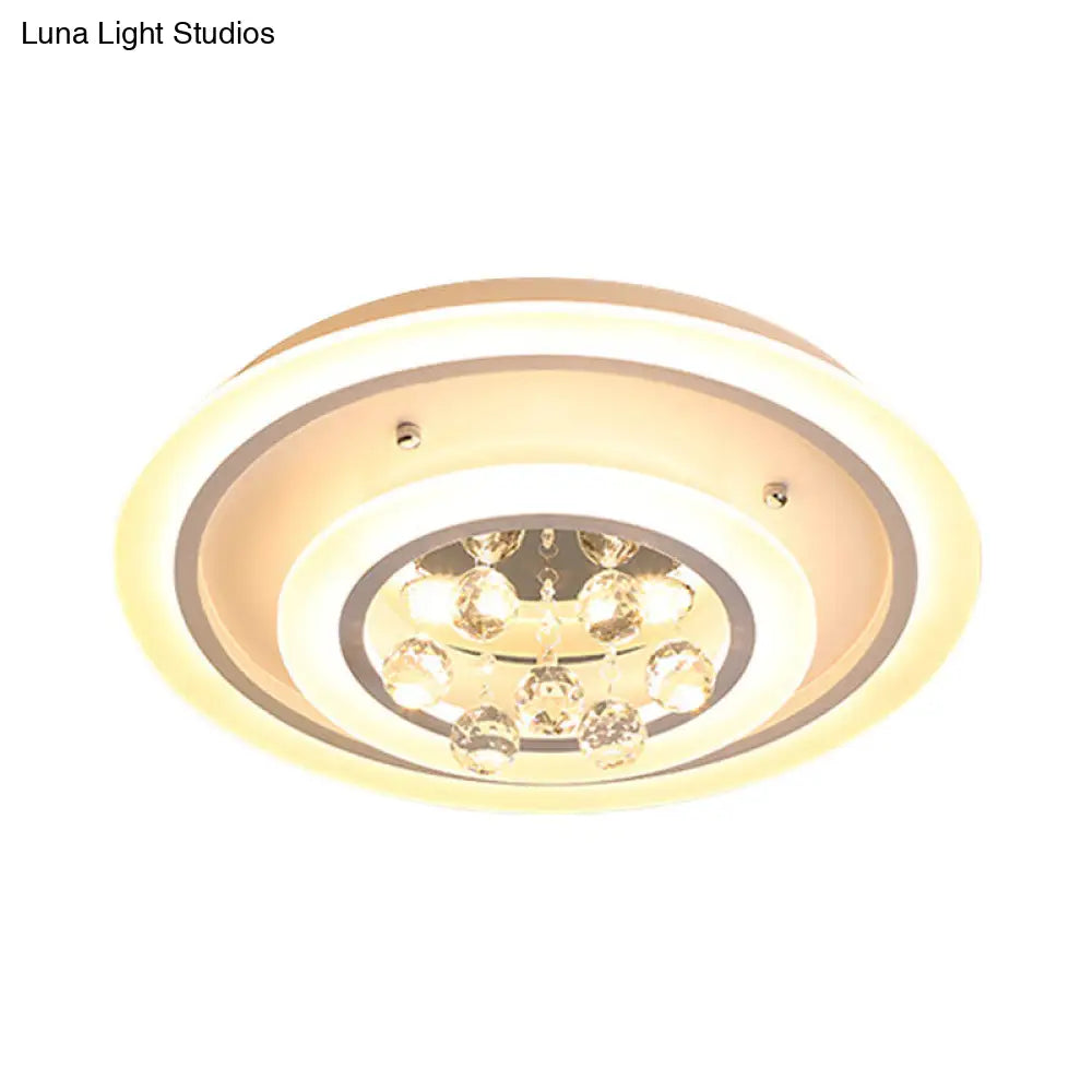 Modern Crystal Ball Round Flush Mount Light With Led Ceiling Light/Remote Control Dimming -