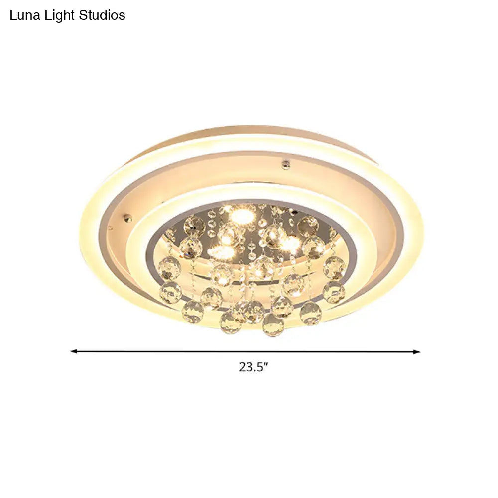 Modern Crystal Ball Round Flush Mount Light With Led Ceiling Light/Remote Control Dimming -