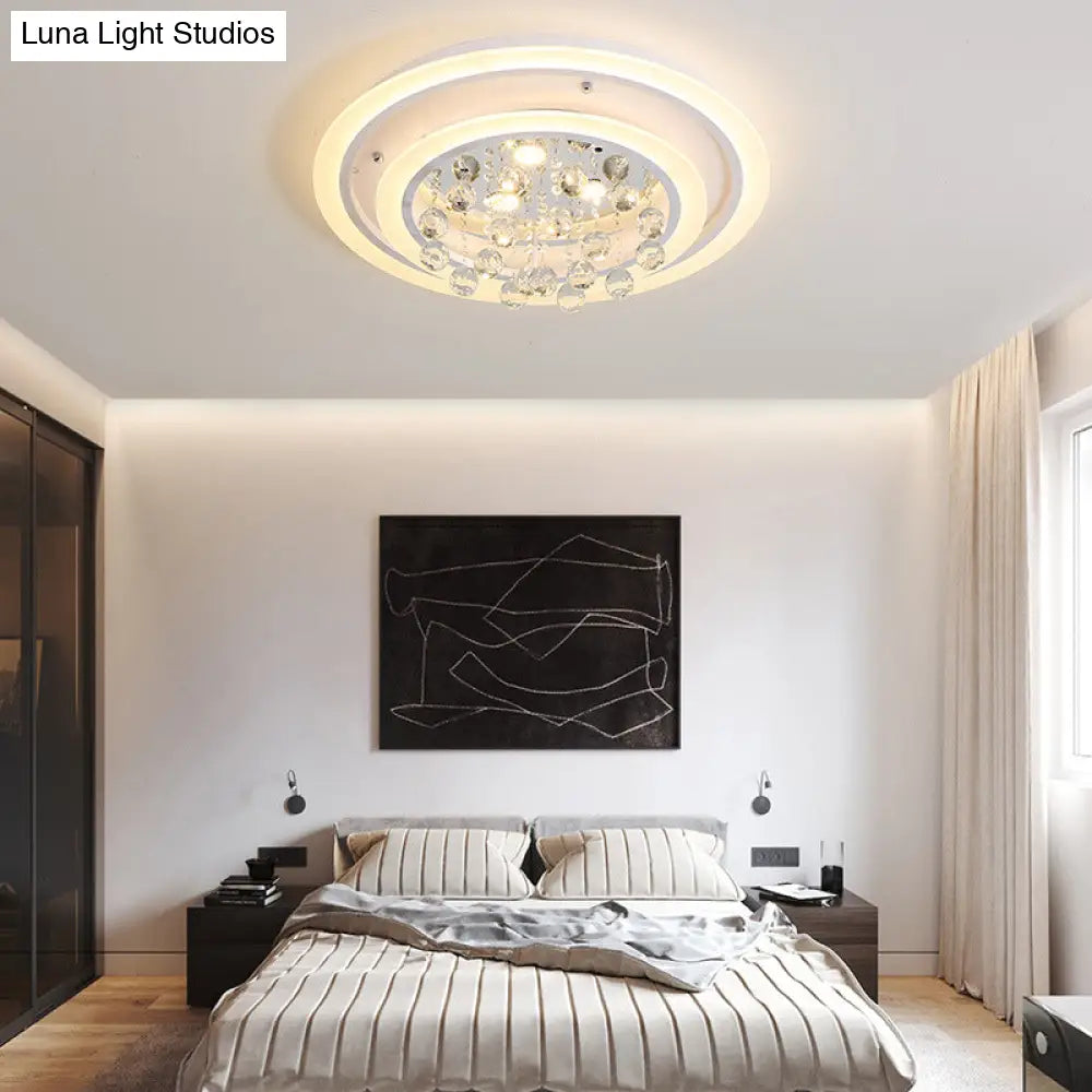 Modern Crystal Ball Round Flush Mount Light With Led Ceiling Light/Remote Control Dimming -