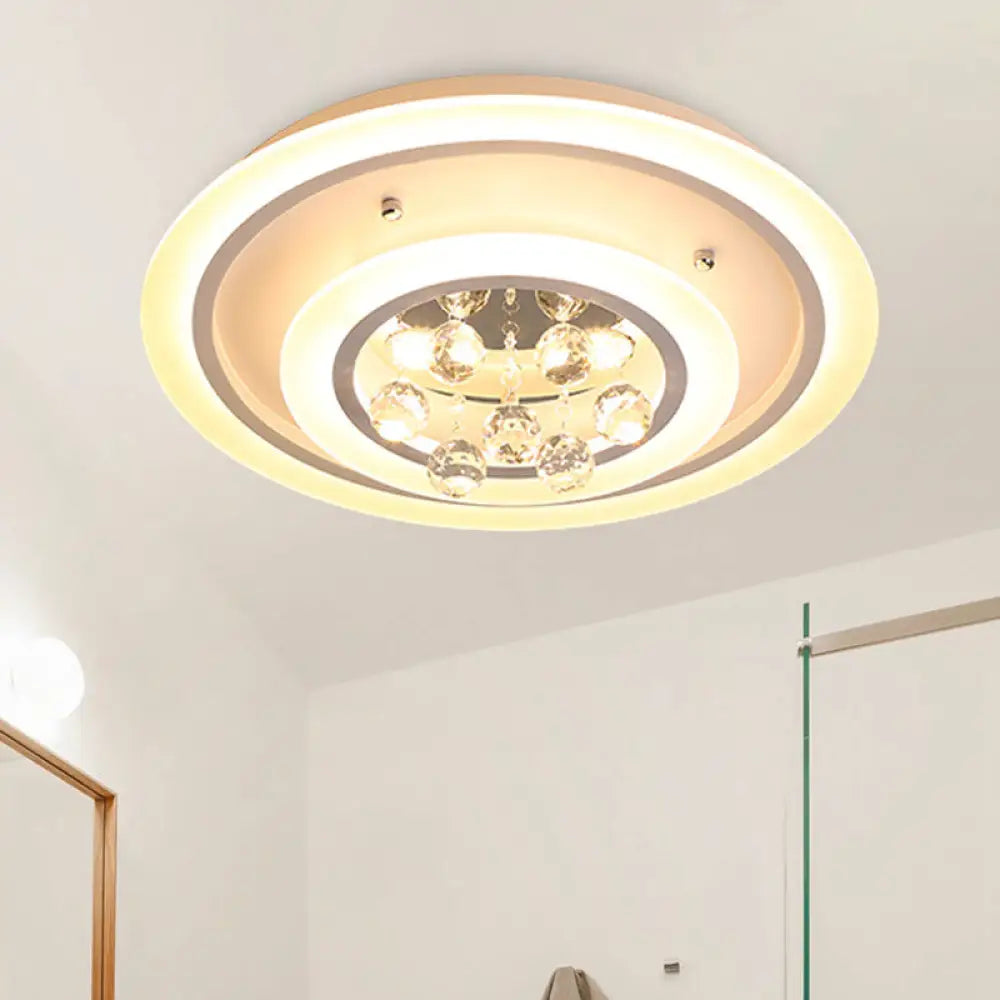 Modern Crystal Ball Round Flush Mount Light With Led Ceiling Light/Remote Control Dimming -