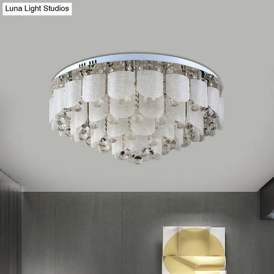 Modern Crystal Balls Flush Mount Lamp - 15 Bulbs Clear Tapered Design White Light