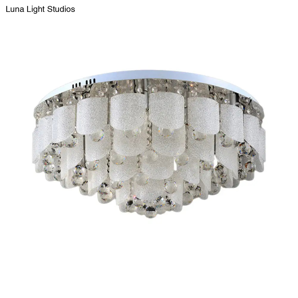Modern Crystal Balls Flush Mount Lamp - 15 Bulbs Clear Tapered Design White Light