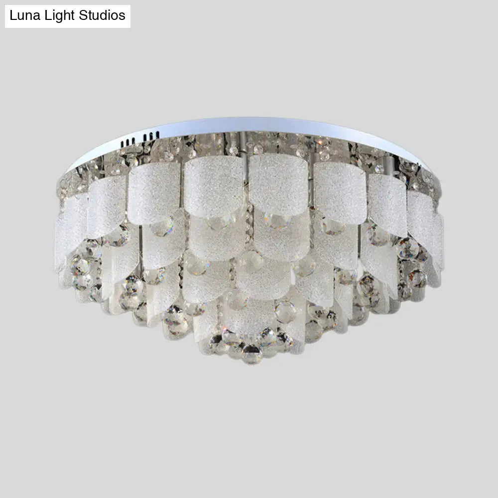 Modern Crystal Balls Flush Mount Lamp - 15 Bulbs Clear Tapered Design White Light